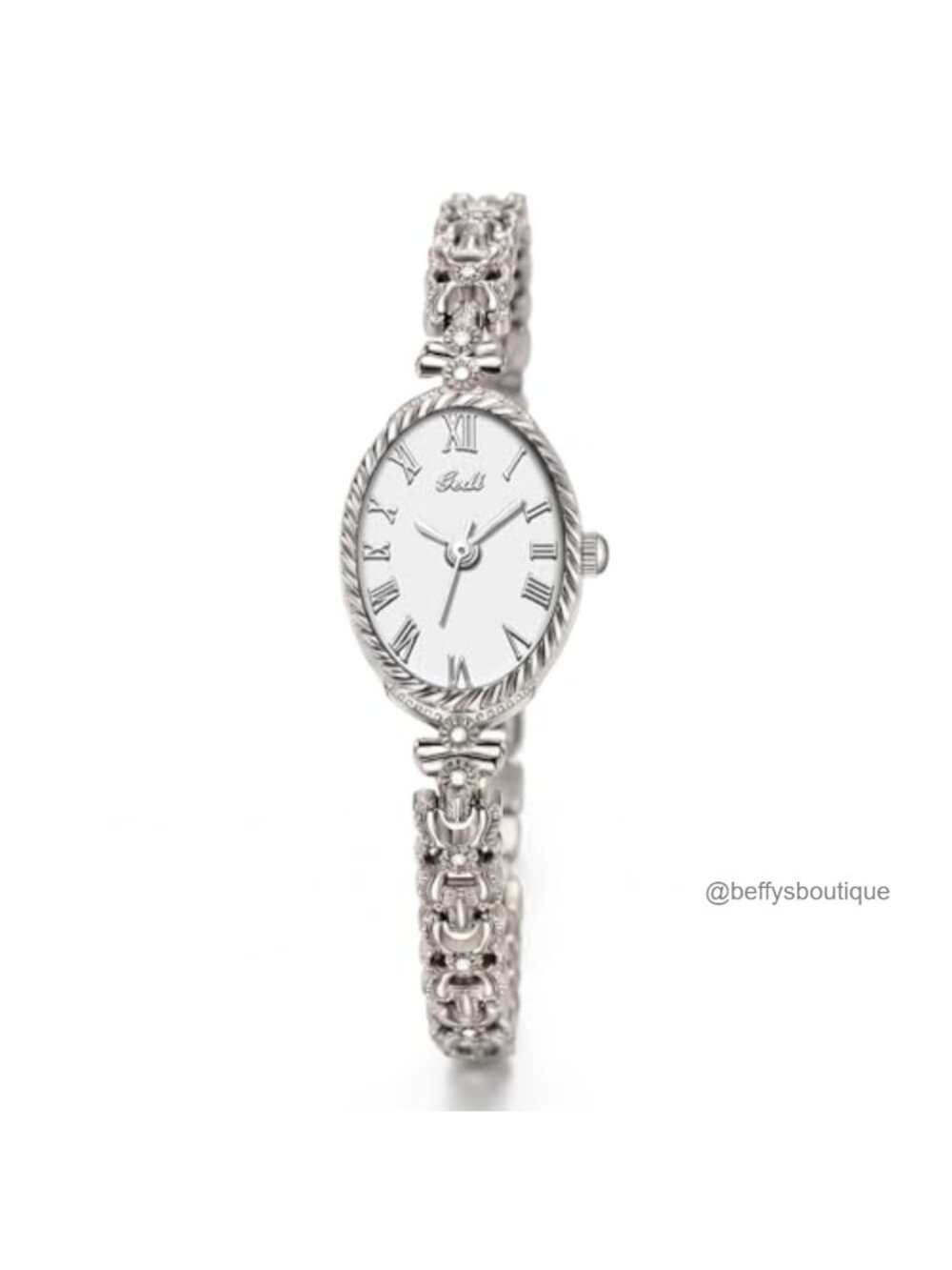 Small Dainty Oval Roman Numeral Quartz Dress Watch Adjustable Bracelet
